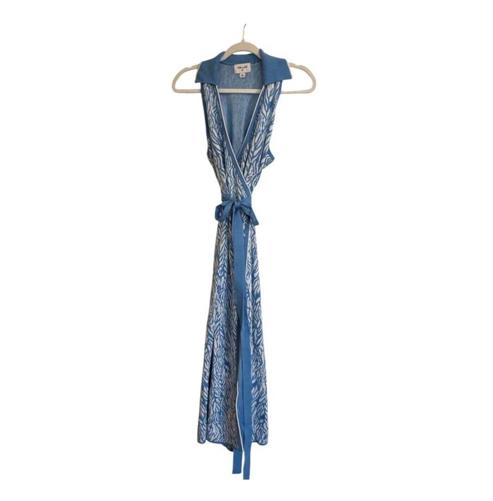 Diane von Furstenberg for Target Sea Twig Blue Sweaterknit Wrap Dress